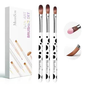 3Pcs Acrylic Brush Set, Size 8/10/14 Professional Pen for Nail Application, Powder Art Extension and 3D Carving - DIY Home Salon