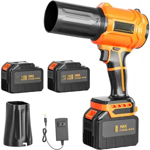 Leaf Blower Cordless, Handheld Blower with 2 X 6.0Ah 21V  and Charger, 13.41m/s Storm Turbine   Blower for Lawn Care, Patio, Snow, Leaf Blowing