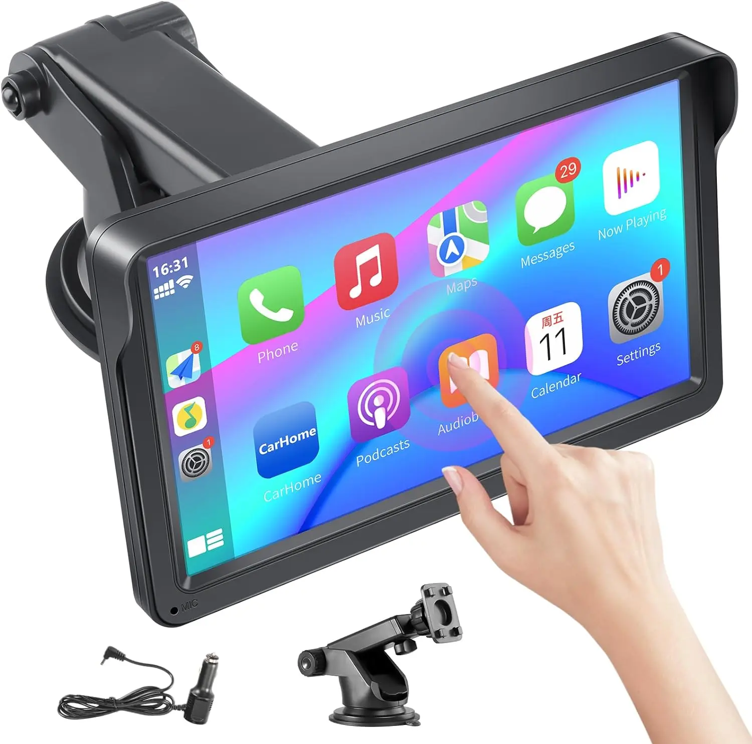 7-Inch Wireless Car Stereo with Apple CarPlay, Android Auto, Mirror Link & GPS Navigation