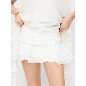 Cider Chiffon Low Rise Ruffle Hem Layered Mini Skort