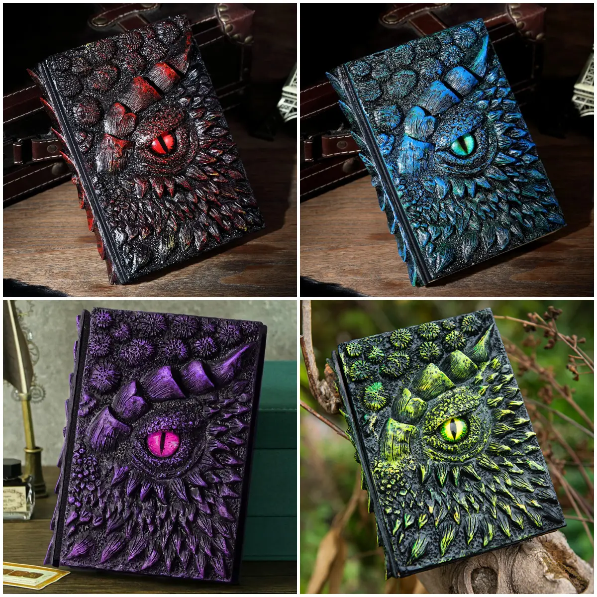 3D Dragon Eye Embossed Dragon Journal Writing Notebook for Man/Woman Handmade Tr...