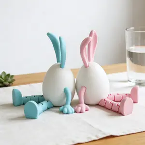 2026 Easter Egg 3D Printed Rabbit Toy, Safe Food Grade Material, Durable and Odorless, Perfect Gift for Kids, Holiday Decoration