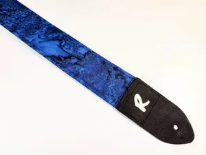 Indian Batik Blue Guitar Strap -Deep Blue Batik Guitar Strap -