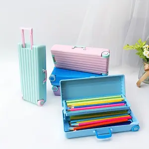 1pc Double-layered Stationery Box in The Shape of A Trolley Case