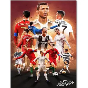 1 piece/set, Cristiano Ronaldo signed poster, room/bedroom wall decor design—sports star poster canvas art print, top choice for teenage boys' birthday gifts, frameless, 2D flat