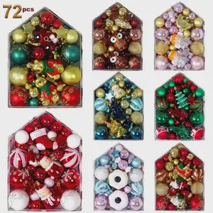 72Pcs/box Christmas Balls Xmas Tree Hanging Pendant Ornaments 2024 New Year Gift Christmas Home Decoration Noel Navidad