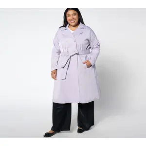 BEAUTIFUL by Lawrence Zarian Petite Pleated Double Breasted Trench Coat