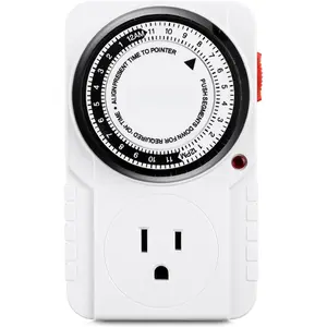 24 Hour Plug-in Mechanical Timer Grounded for Aquarium, Grow Light, Hydroponics, Indoor Lighting,  Appliances, ETL Listed 125VAC, 60 Hz, 1875W, 15A, 1/2HP (1 Pack)