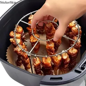2026 New 2 Counts Round Air Fryer Rack, Multi-Purpose Stainless Steel Grill Rack for Kebabs, Spacious & Heat-Resistant Design, Compatible with Most Air Fryers, Ideal for Grilling, Roasting & Frying, Durable Kitchen Accessory for Healthy Home Cooking