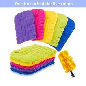 Xanitize Fleece Refills for  Hand Duster - Reusable, Dry Duster - 5-Pack Rainbow ，Reusable Dusters for Swiffer，Reusable Swiffer Duster Pads，Reusable Duster，Chenille Duster，Reusable Chenille Microfiber Dust Duster.