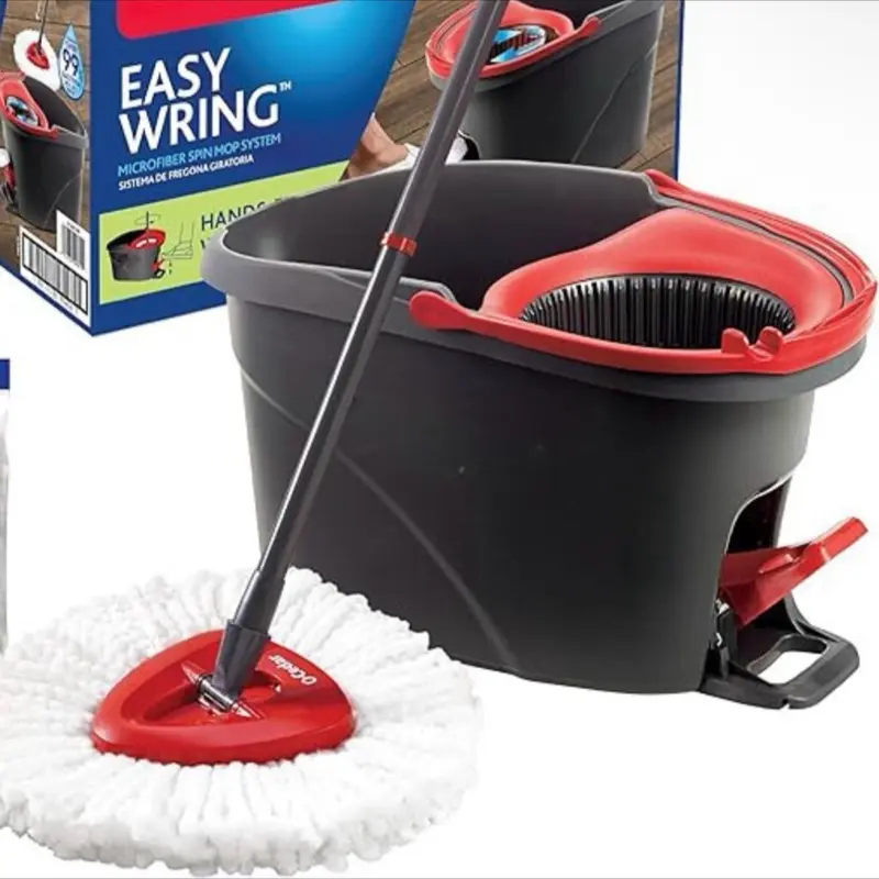 Easywring Microfiber Spin Mop & Bucket Floor Cleaning System with 3 Extra Refills for Hands-Free Wringing & Deep Cleaning