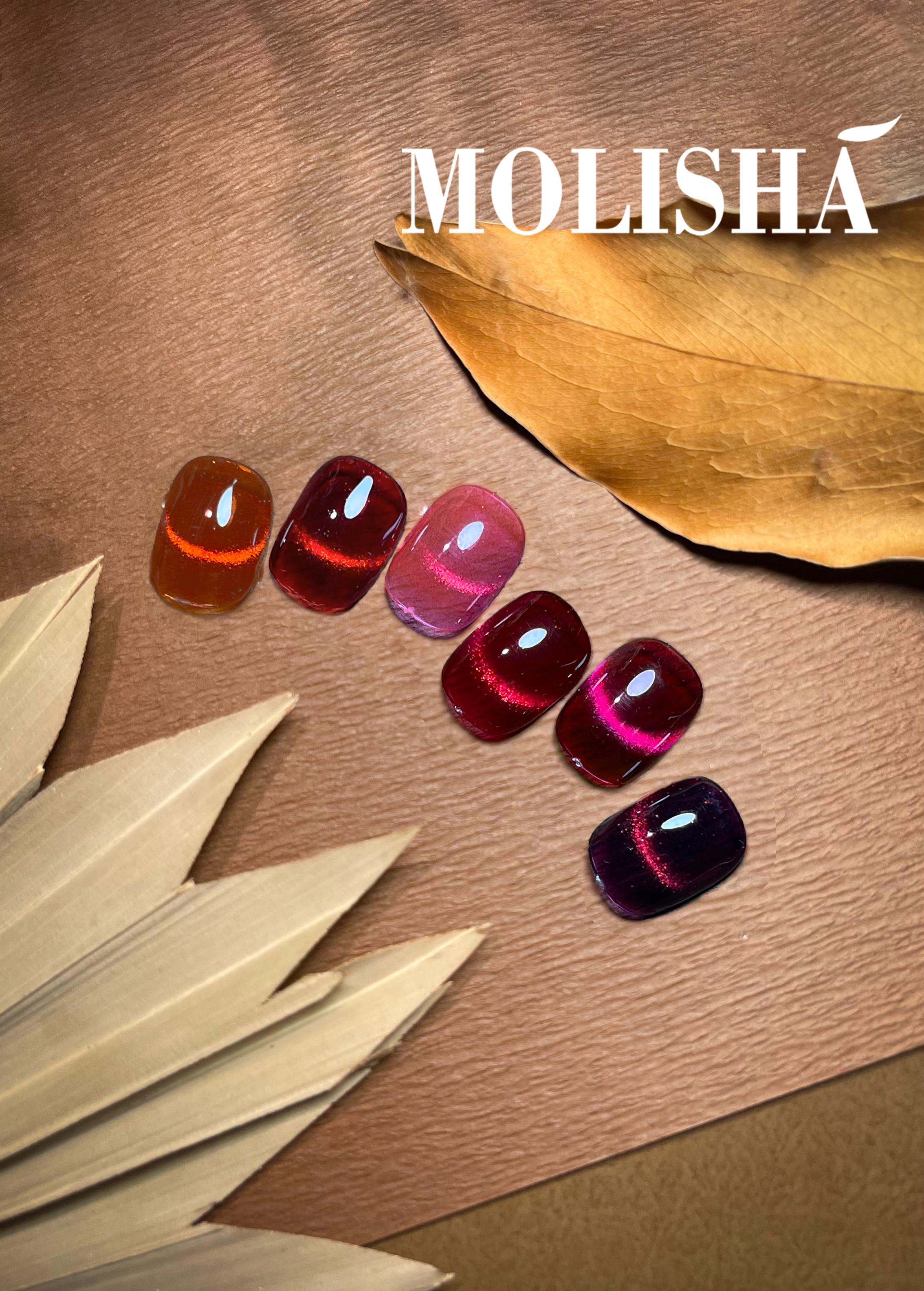 MOLISHA Cat Eye Purple Red Gel Nail Polish Kit with Included Tools, Nail Art Product for Easy Application, Apply With Tool