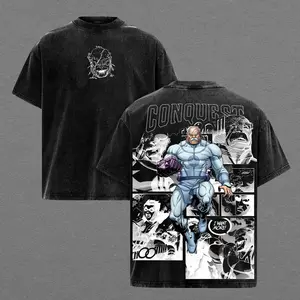 Conquest Invincible Villain Graphic Tee, Vintage Washed Superhero Shirt, Viltrumite Warrior Conquest Design, Comic Panel Collage Print, Unisex Streetwear Heavyweight Cotton Tee, Gift for Invincible Fans