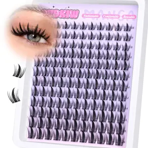 Manga Lash Clusters Fairy Eyelash Clusters Anime Lashes Clusters Manga Cluster Eyelash Extensions C Curl Cluster Lashes Invisible Band False Eyelashes 10-16mm Handmade Individual Lashes 132Pcs