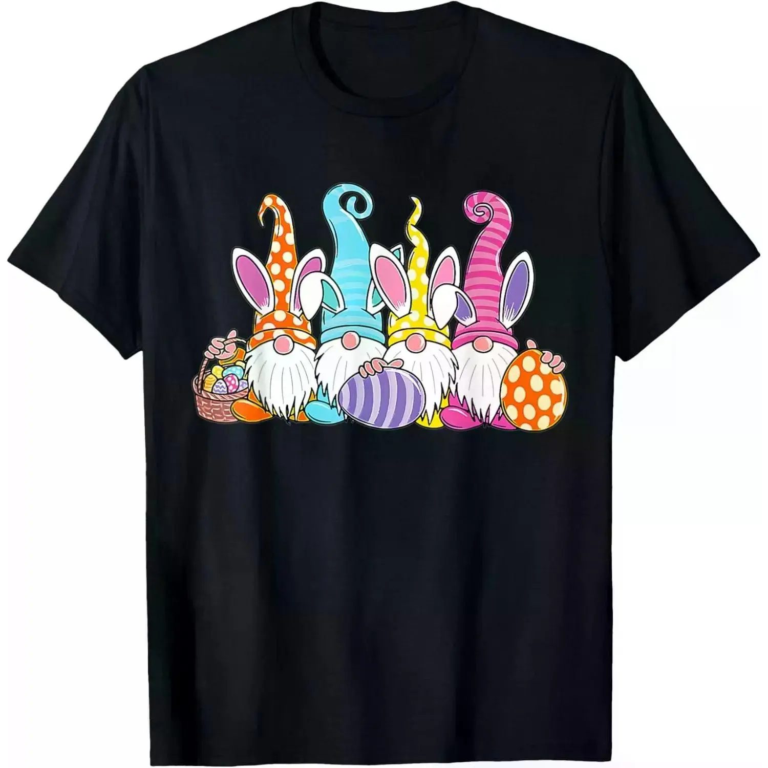 Easter Bunny Spring Gnome Easter Egg Hunting And Basket T-Shirt S-5XL