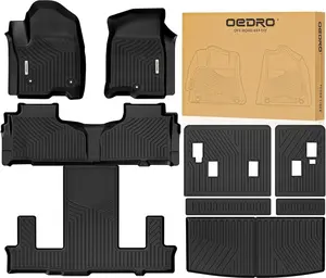 OEDRO TPE Floor Mats fits 2021-2024 Chevrolet Tahoe bucket seats, including 1st, 2nd, and 3rd rows, trunk mat, and seat back mat, All Weather, Waterproof
