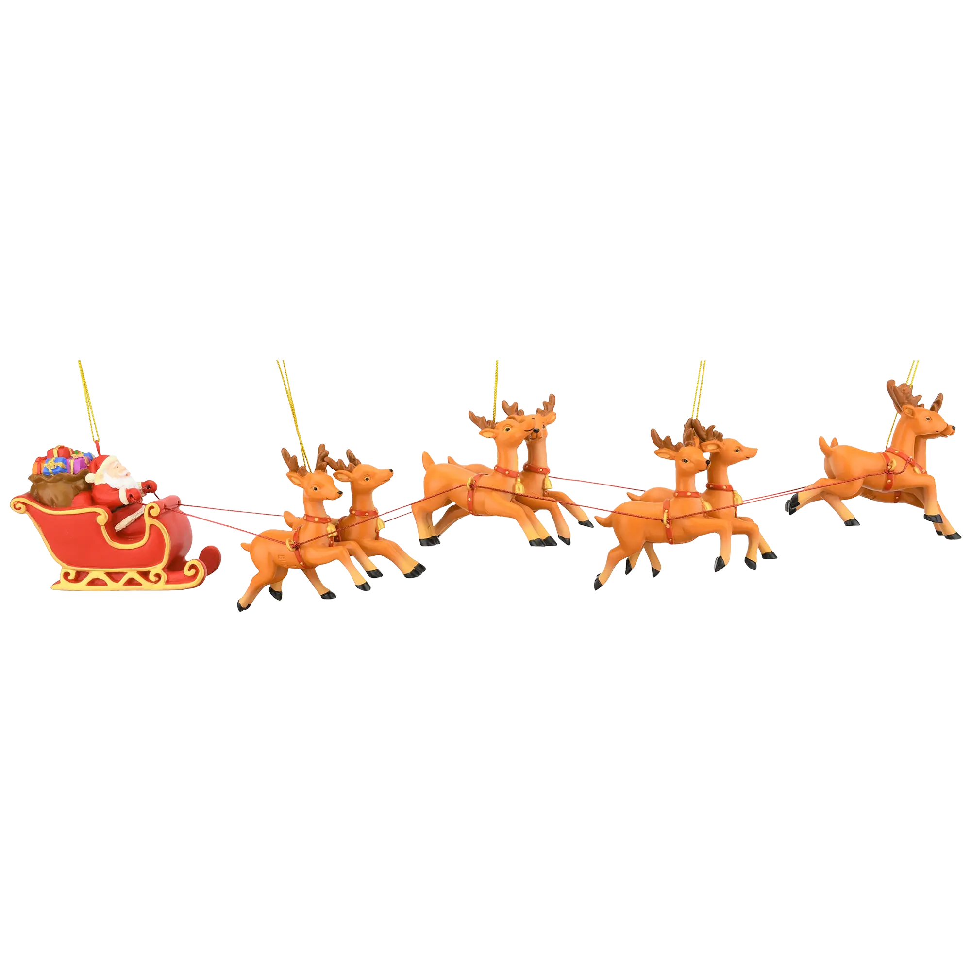 Large 5 Piece Full Santa's Sleigh and 8 Reindeer Christmas Ornament