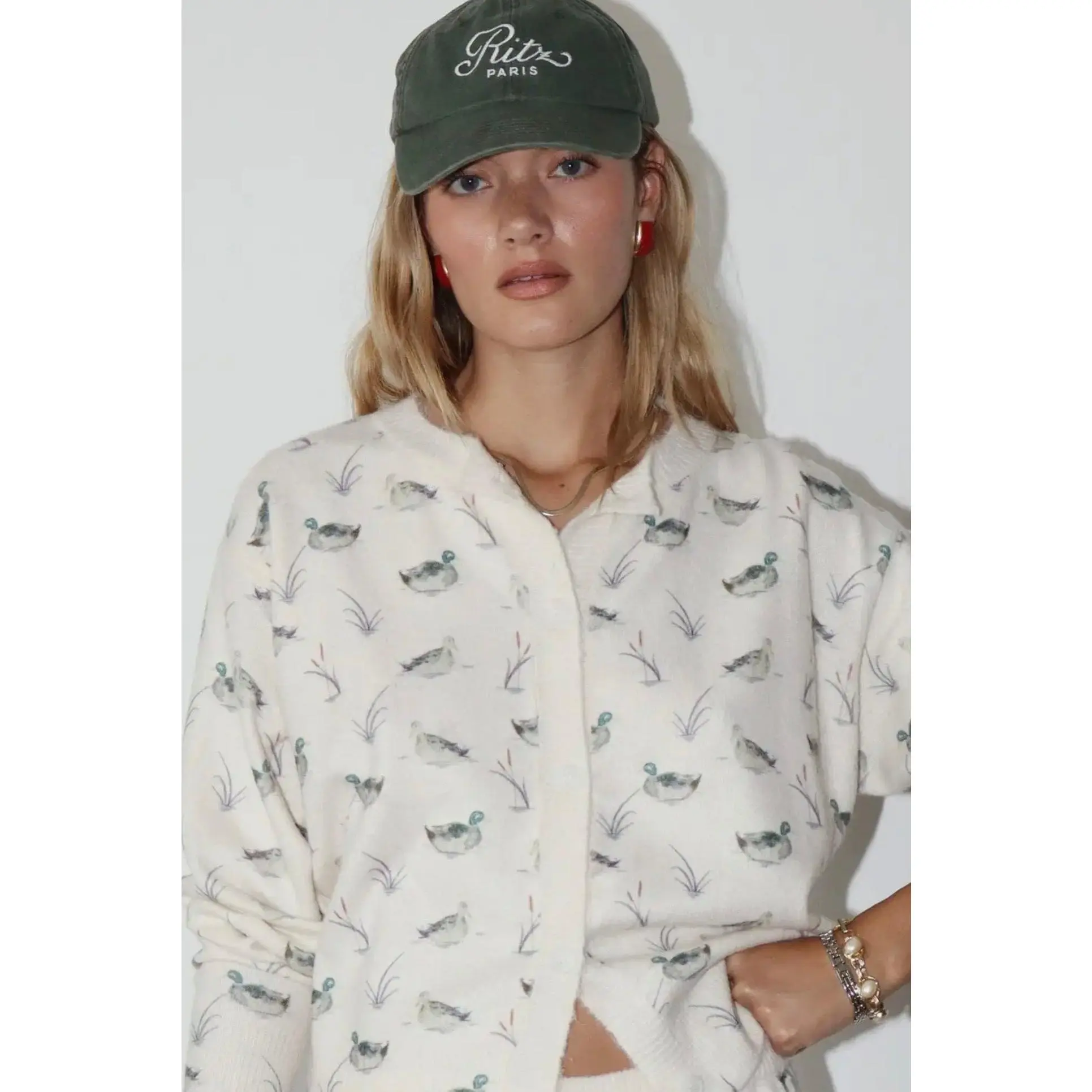 Pondview Duck Print Cardigan