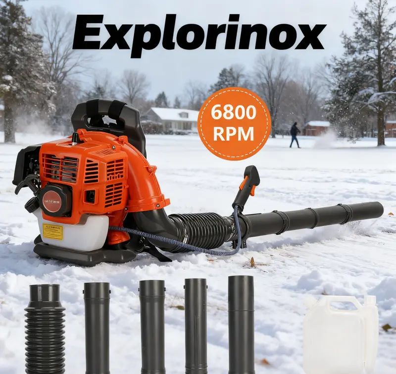 Explorinox 1 Set Leaf Blower Backpack Style 52 Cubic Centimeter Adjustable Tube Gas Powered Dust Blower Garden Supplies