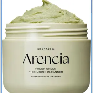 Arencia Korean Rice Mochi Face Cleanser 120Ml - All-in-One Foaming Cleanser, Gentle Scrub, Deep Cleansing, Moisturizing, Pore Minimizing, Blackhead Removal with Rice Water, Green Tea, Mugwort