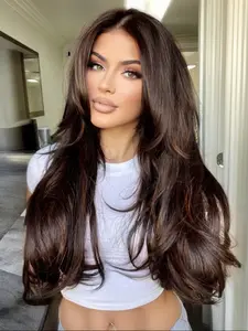 4x1 Lace Front Wig in Ombre, Long Wavy Hair, Layered Wigs, High Temperature Resistant Synthetic Fiber, Perfect for All Seasons and Festivities, Ideal for COSPLAY and Mother's Day Gifts, Heat Resistant Wigs, Lace Frontal Wigs