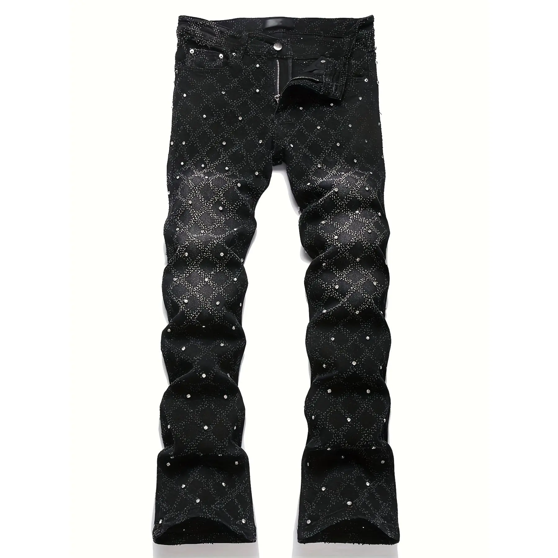 NewY2K Men's Casual Slim Style Hip Hop Skateboarding Rap Jeans, Machine Washable - All Seasons