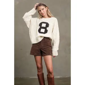 Cable Knit Varsity Sweater