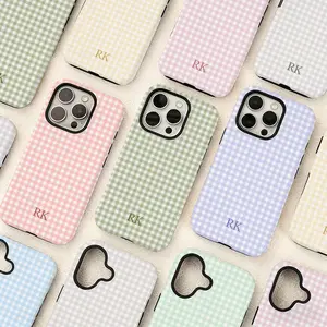 Personalized Monogram iPhone Case Gingham Initials Phone case IP 17 16 15 14 13 12 11 Pro Max