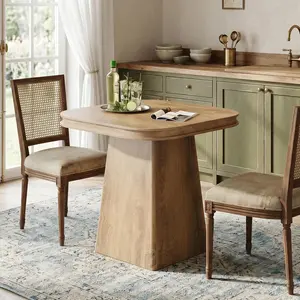 Square Dining Table for 4, 31.5-Inch Small Kitchen Table with Sturdy Pedestal Base, Farmhouse Dinner Table for Dining Room, Living Room, Kitchen (Natural, 31.5")