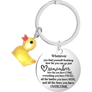 BY-390  Inspirational Keychain Funny Ducking Key Chain Lucky Duck Charms Novelty Gifts