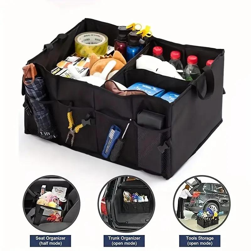 Car Trunk Storage Box, Foldable Car Trunk Organizer with Adjustable Strap, Waterproof Car Storage Box for Trunk and SUV Seat, Car Accessories