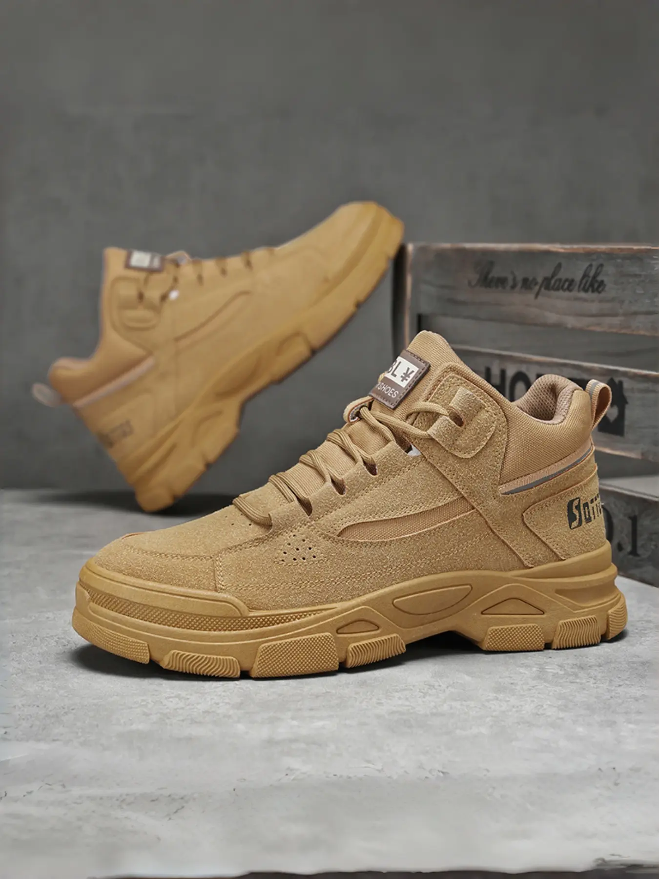 Men's Breathable Comfort Workwear Boots, Tactical Versatile Anti-Slip Wear-Resistant Rubber Outdoor Work Shoes, Safety Labor Protection Footwear Walking Shoes