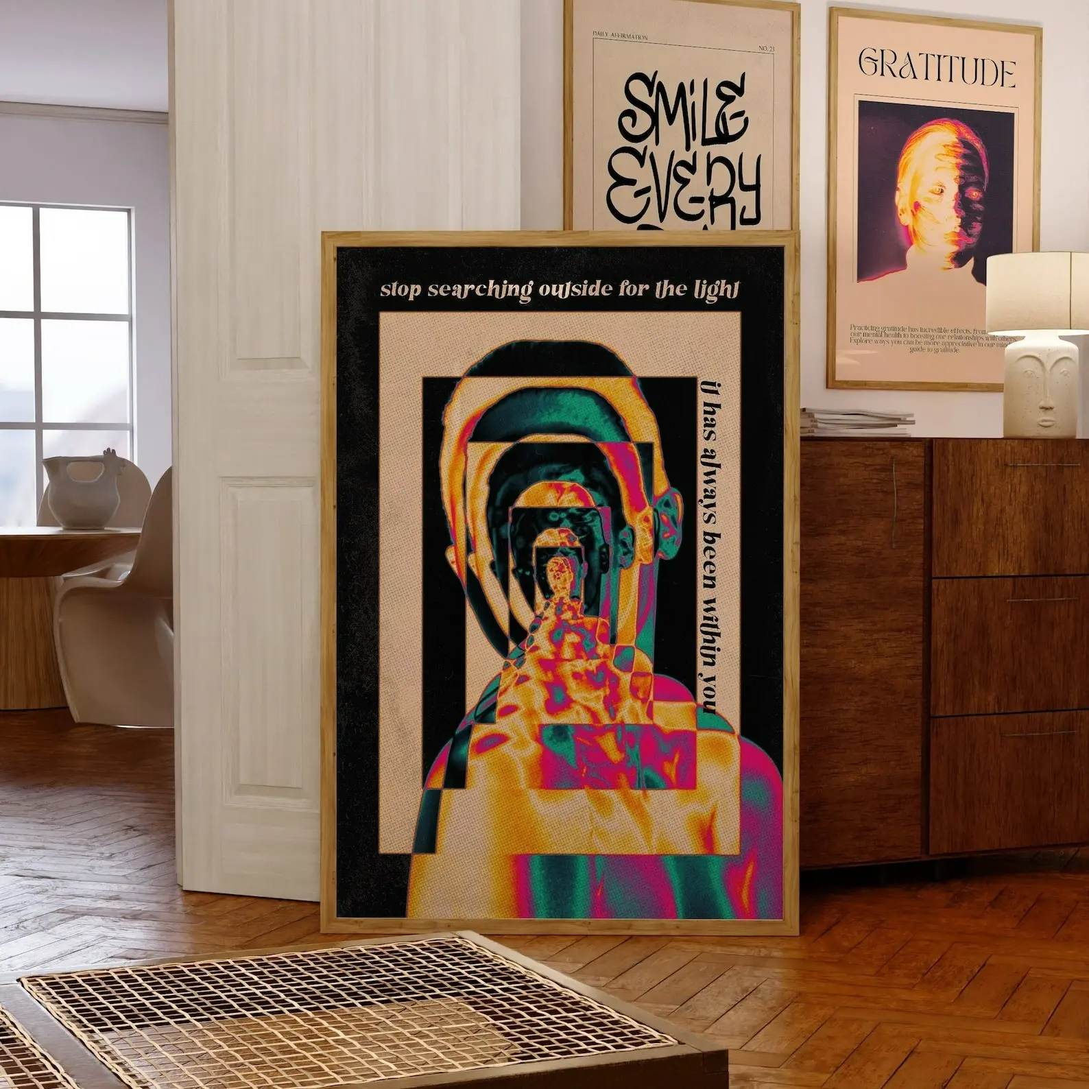 Gradient Aura Art Print, 70s Psychedelic Poster, Spiritual Retro Wall Art, Vintage Hippie Room Decor, Groovy Colorful Print, Unique Gift for Art Lovers