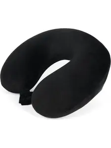Travel Pillow 100% Pure Memory Foam Travel Neck Pillow, Airplane Pillow for Traveling、Car、Home、Office，Washable Cover（Black）