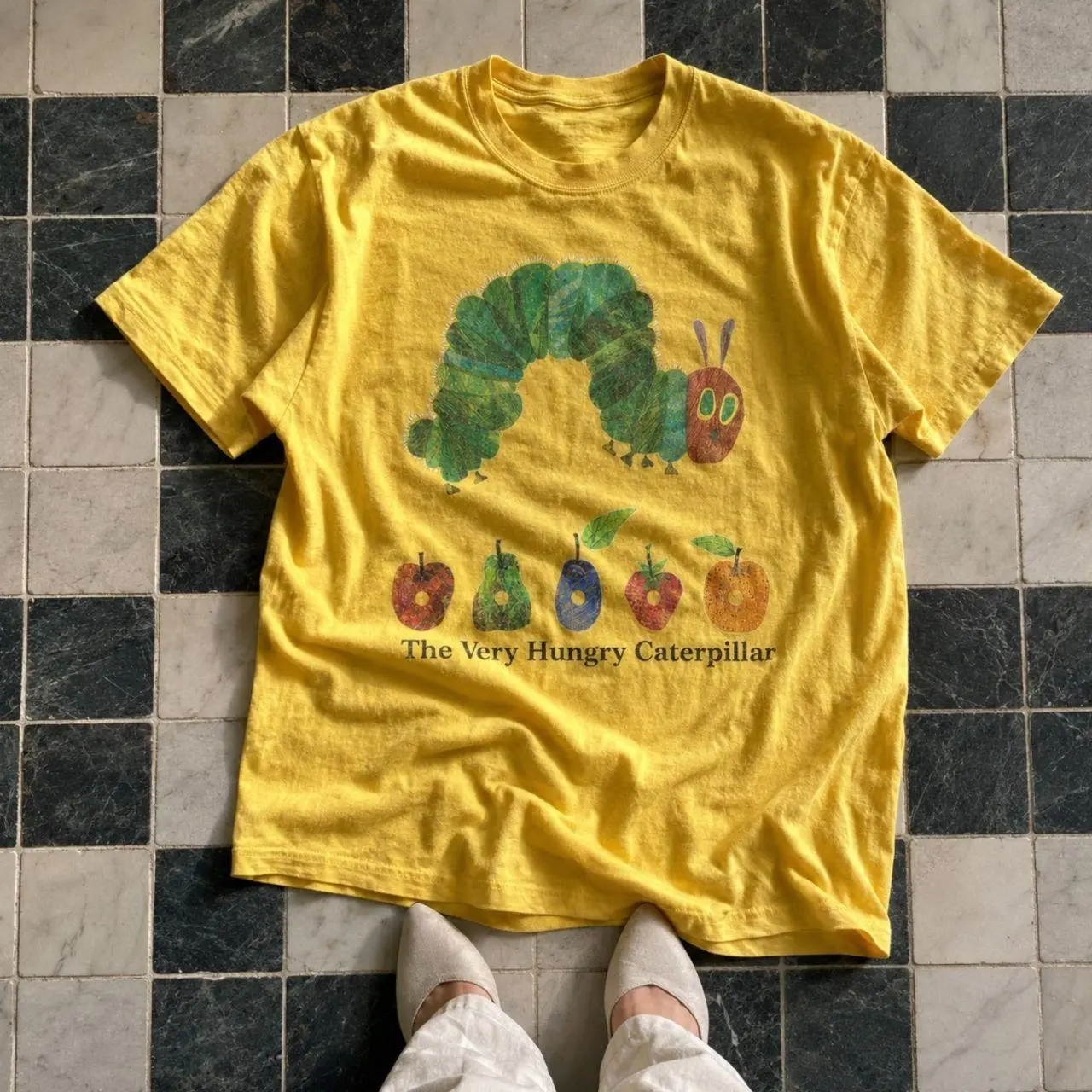 The Very Hungry Caterpillar T-shirt And Baby Tee | Cute Book Worm Fruit Graphic Shirt, Vintage Kidcore Aesthetic Tee, Retro Cartoon Top, Coquette Fairycore Clothing, Nostalgic Childhood Teacher Gift