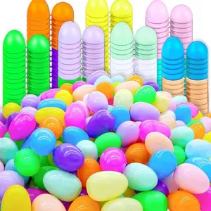 50Pcs Empty Plastic Easter Eggs - Party Decorations, Printed Shells, Fillable Basket Fillers Stuffers, Classroom Prize Egg Supplies Toy for Kids