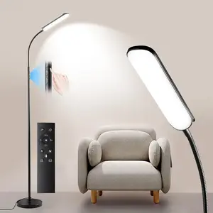 Dimmable LED Floor Lamp, Super Bright Reading Floor Standing Lamp with Remote & Touch Control, Stepless Dimming & 2700K-6500K Color Temperature, for Living Room Bedroom Office, Black