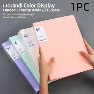 Morandi Color A4 Binder, Plastic Portfolio Folder for School, Office & Home Use, Durable Organizer for Documents, Essential Stationery Item, File Storage Folder
