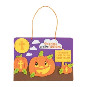 7 1/2" x 5 1/2" Christian Pumpkin Foam Sign Craft Kit - Makes 12