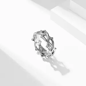 Gothic Thorn Vine Titanium Steel Ring for Men Women Unisex Edgy Statement Jewelry