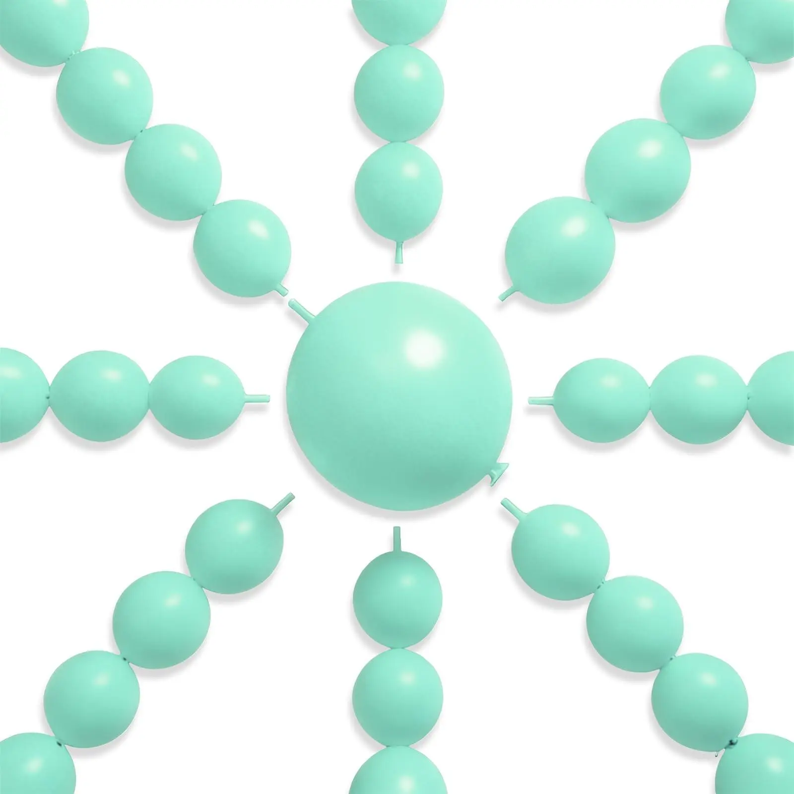 PartyWoo 6-Inch Thick Mint Pastel Latex Linking Balloons - 100 Pcs Long-Lasting Balloon Garland for Wedding, Anniversary Decor (Mint-Q03)