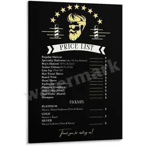Barber Poster Barber Shop Price List Posters Canvas Painting Wall Art Poster for Bedroom Living Room Decor 16x24inch(40x60cm) Print Ornaments