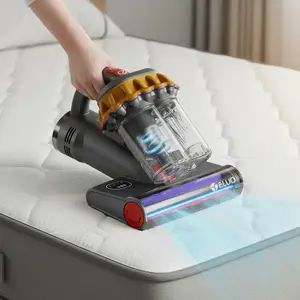E.LUO Bed Vacuum Cleaner with UV-C Light & High Heating Tech, Over 10Kpa Suction 400W Powerful Double-Cup Handheld Vacuums for Dust & Pet Hair with HEPA, Deep Cleaning Machine, Home Cleaning Tool