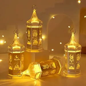 Ramadan Lamp 2025 Eid Mubarak Night Light Easter Muslim Desktop Ornament Hanging Lantern for Creative Home Decor