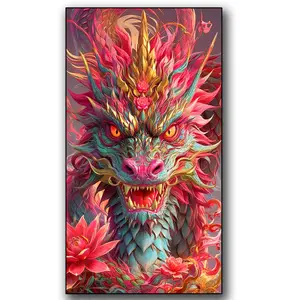 Dragon Big Size Diamond Painting for Adults, 5D Full Round Drill Diamond Art Kit, DIY Gem Painting Set, Bedroom & Living Room Wall Decor, Diamond Painting Kits