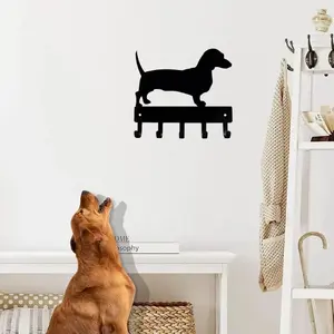 Dachshund Dog Design Wall Art, Iron Wall Decor, Key & Leash Organizer, Garden Decoration for Home Garden Patio, Wall Mounted Hook