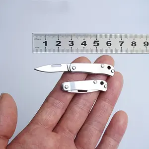 Compact Stainless Steel Folding Knife, Lightweight Portable Outdoor Tool, Box Cutting Keychain, Durable Smooth Metal Finish, Camping Gear