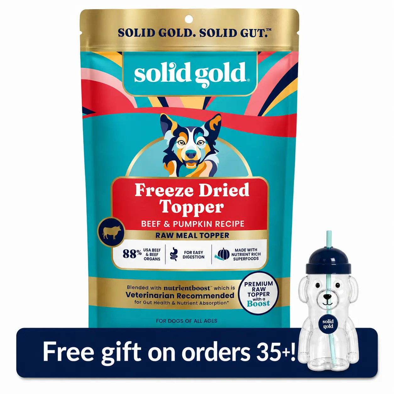 Solid Gold Freeze-Dried Raw Dog Topper, Nutritious Superfoods for Gut Health, Upgrade Every Meal