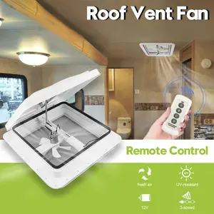 12V RV Roof Vent Fan with LED Light/Remote Control – Reversible Airflow & Manual Lift