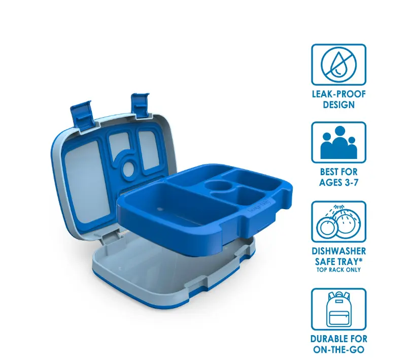 Bentgo Leak-Proof 5-Compartment Bento-Style Lunch Box, Kids, Blue
